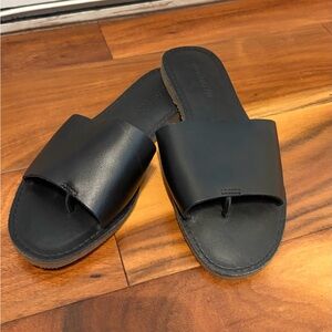 Madewell Black Leather Slide Sandals